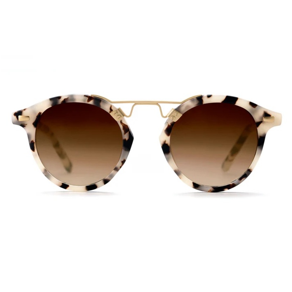 KREWE St. Louis Sunglasses with Gold Bridge, soft pink/taupe tortoiseshell frame